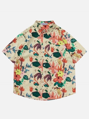 Chemise à Manches Courtes Aelfric Eden All-over Flowers Print Rose | QAA-11095886